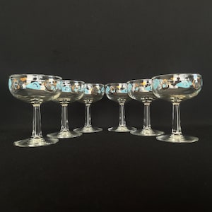 Set of 6 Mid Century Modern - Amoeba - Atomic Boomerang 5oz Champagne / Cocktail Coupes - Retro Barware