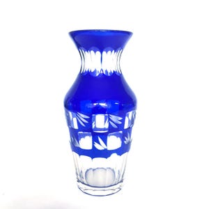 BOHEMIA クリスタルガラス 花瓶 青 BOHEMIA Cristal - ボヘミアングラス 花瓶 ブルー 未使用の通販