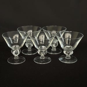 Juego de 5 copas de vino para cóctel de champán de cristal sueco vintage de 3,5 oz con tallo distintivo de 5 lóbulos