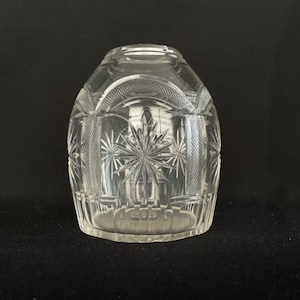 UNUSUAL - Spectacular Heavy Handblown & Hand Etched Clear Glass Antique Jar - Antique Glass Canister