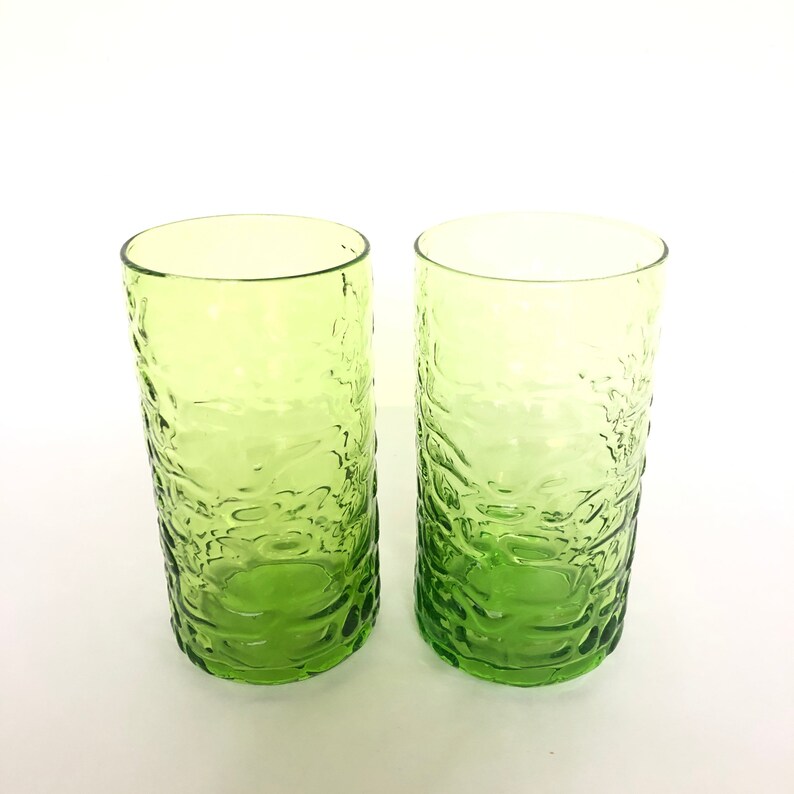2 Vintage Green Glass Oz Highball Cocktail Glasses Vintage Etsy UK