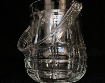 Clear Glass Ice Bucket with Clear Plastic Handle
