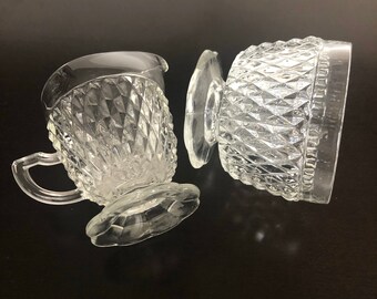 ヴィンテージ インディアナ グラス ダイヤモンド ポイント クリーム