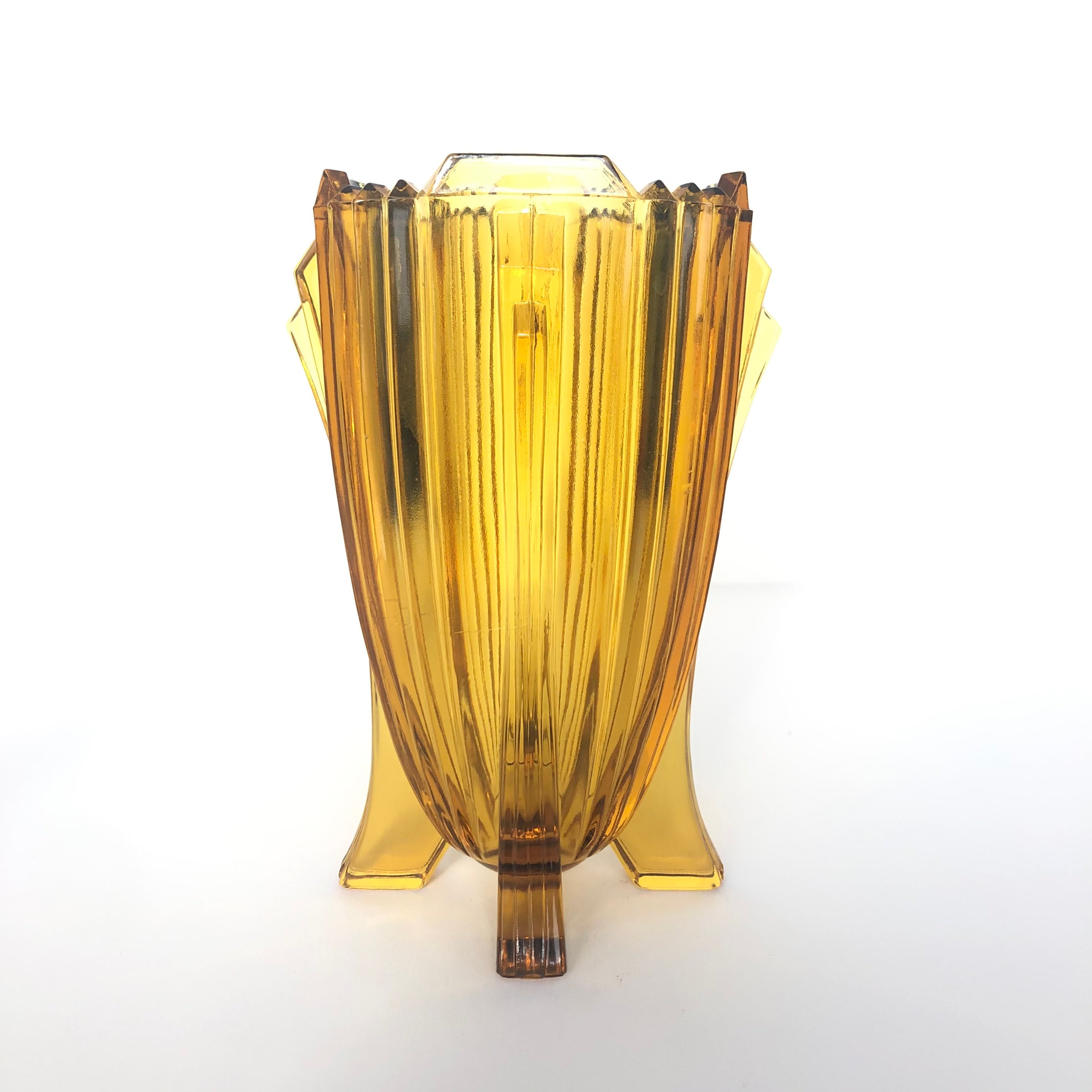 RARE Art Deco Amber Glass Vase in Bagley's Bedford Etsy