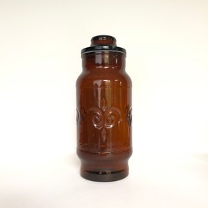 Vintage Brown Amber Pressed Glass Apothecary Jar - Sealed Glass Canister