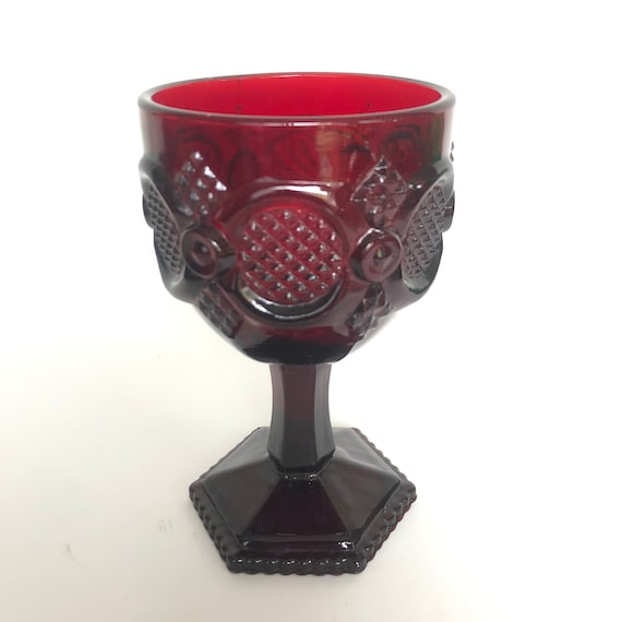 Buy Vintage Avon cape Cod Collection Ruby Red Glass 10oz Stemmed
