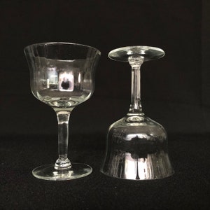 2 copas de jerez con paneles ópticos vintage de 4 oz - Retro Barware - Vintage Barware