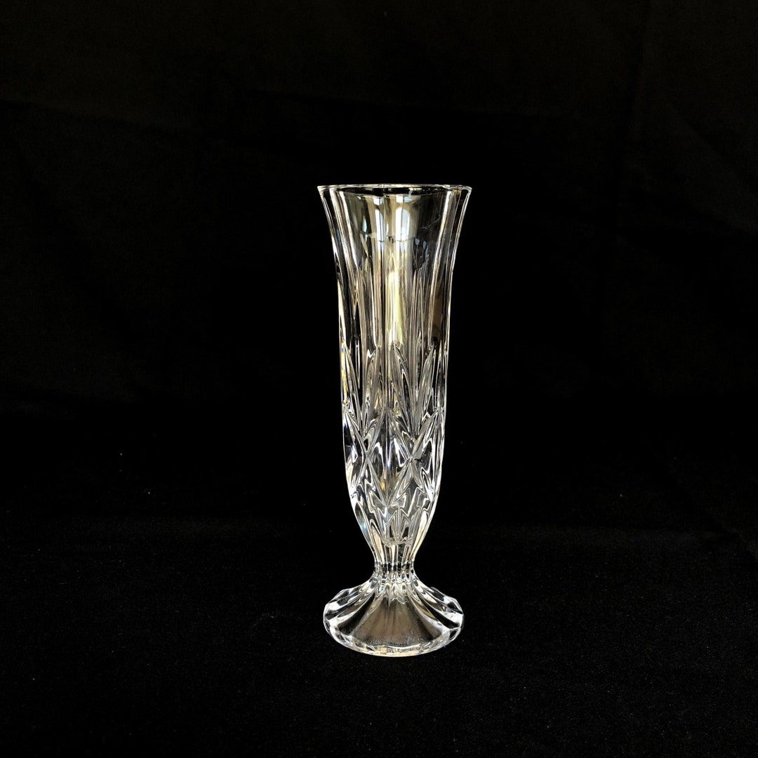 Vintage Clear Cut Crystal Bud Vase Etsy