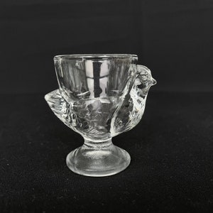 Vintage Glass Hen or Chicken Shaped Egg Cup - by Luminarc - France