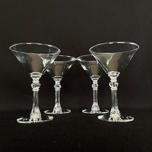 Set of 4 Vintage 6.5oz Panel Stem Martini Glasses - Vintage Barware - Retro Barware