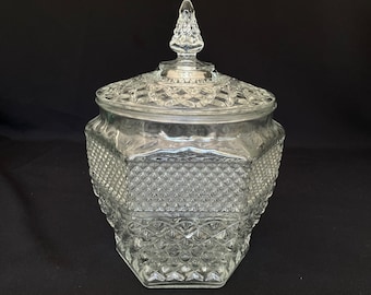 Vintage glazen wexford-koektrommel – Diamond Point-keukencontainer