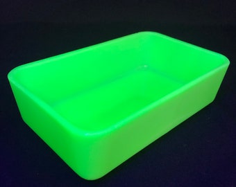 Vintage McKee Jadeite Uranium Glass Fridge Container - Rectangular Jadeite Uranium Glass Dish