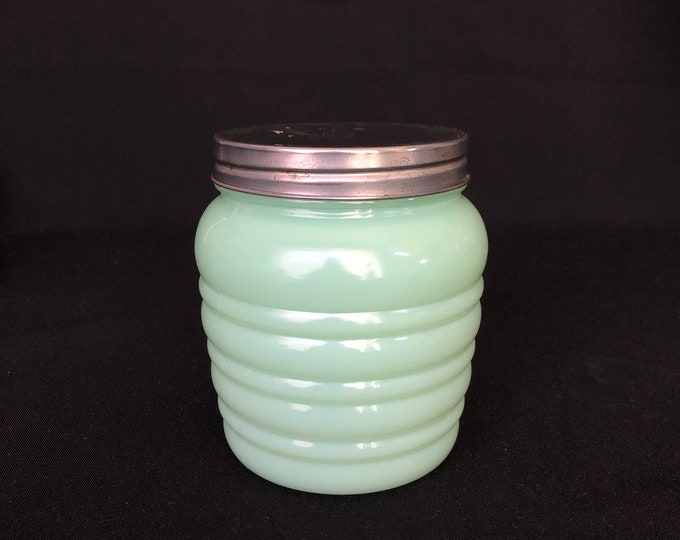 RARE Vintage Jadeite Ribbed Grease Jar With Lid Farmhouse Etsy