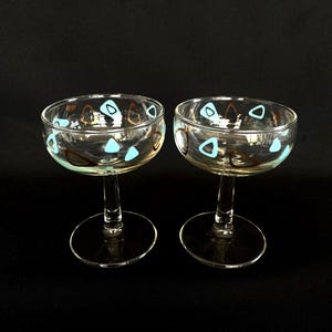 Pair of Mid Century Modern - Amoeba - Atomic Boomerang 5oz Champagne / Cocktail Coupes - Retro Barware