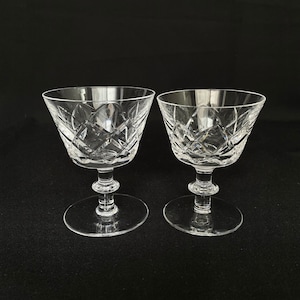 Pair of Elegant Vintage Crystal Flat Bottom oz Champagne Cocktail Coupe Glasses - Vintage Barware - Retro Barware
