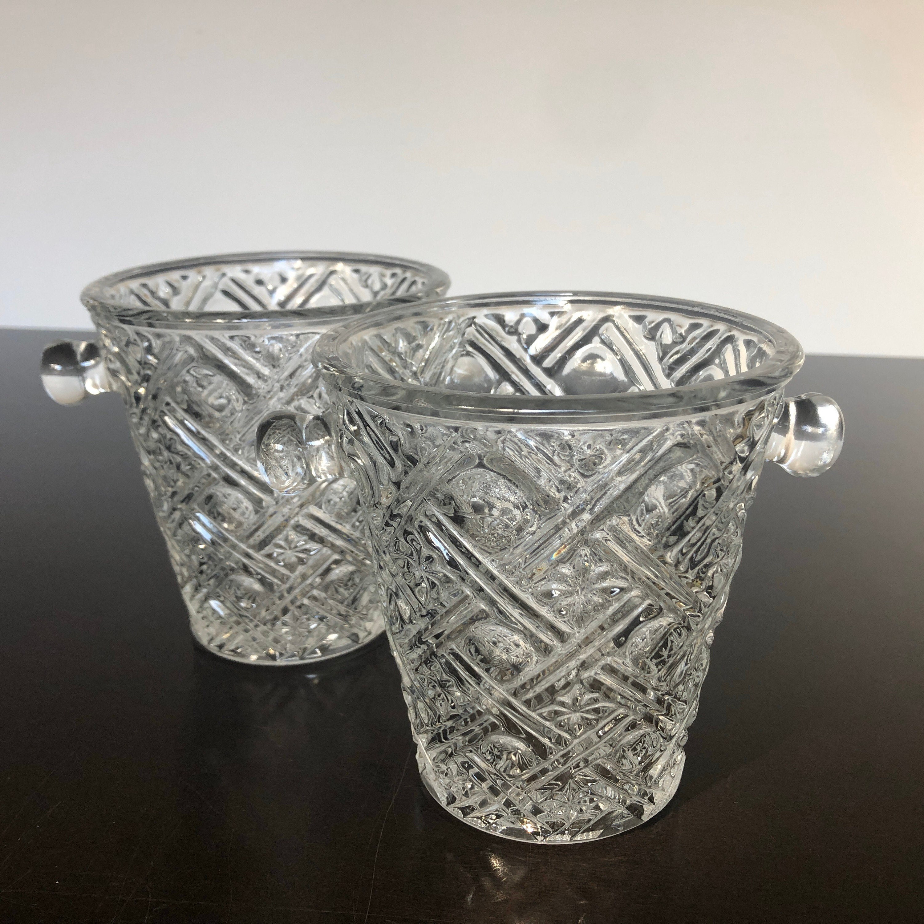 Little Pressed Glass Vintage Ice Bucket With Embossed Dot & Etsy