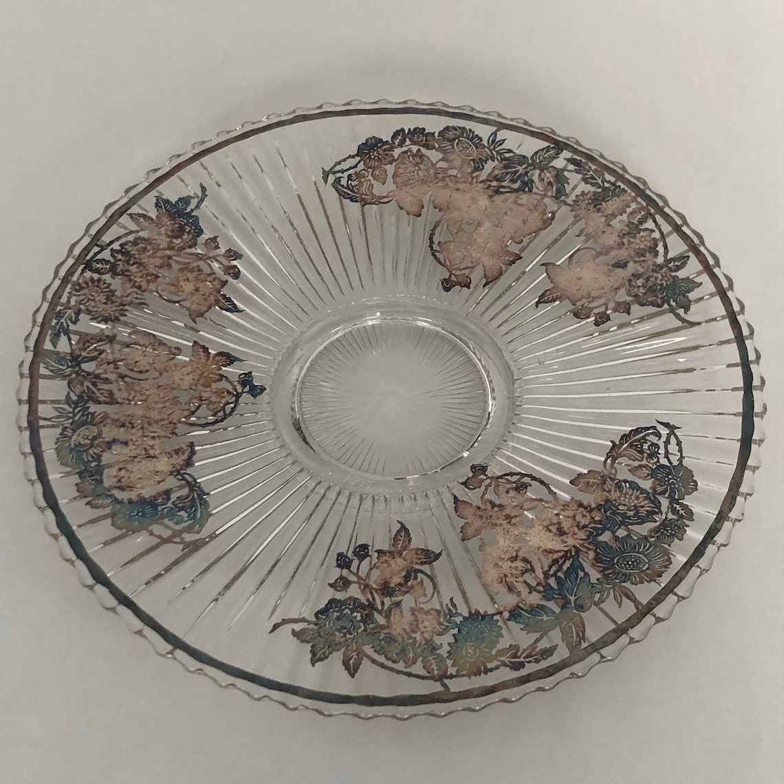 Vintage Clear Glass Serving Plate Platter Tray With Ornate Etsy