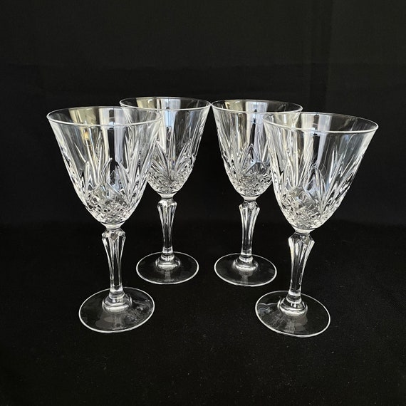 Vintage Crystal Pineapple Cut Cocktail Glasses - Set of 6, 8oz