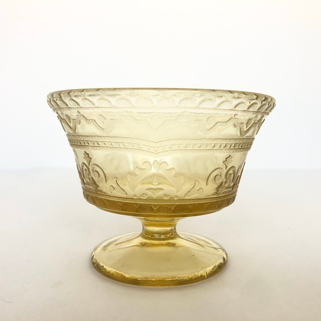 Vintage Depression Glass Yellow Golden Glow Glass Dessert Cup Small