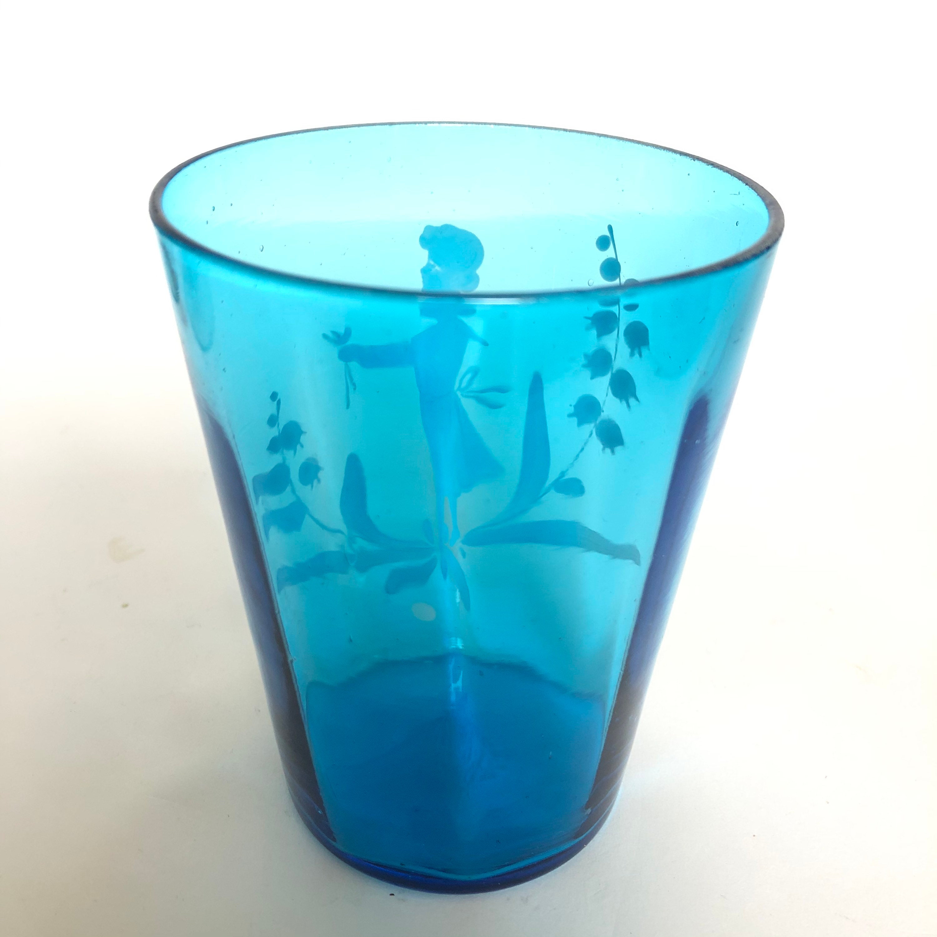 RARE - Antique Mary Gregory Turquoise Handblown Glass