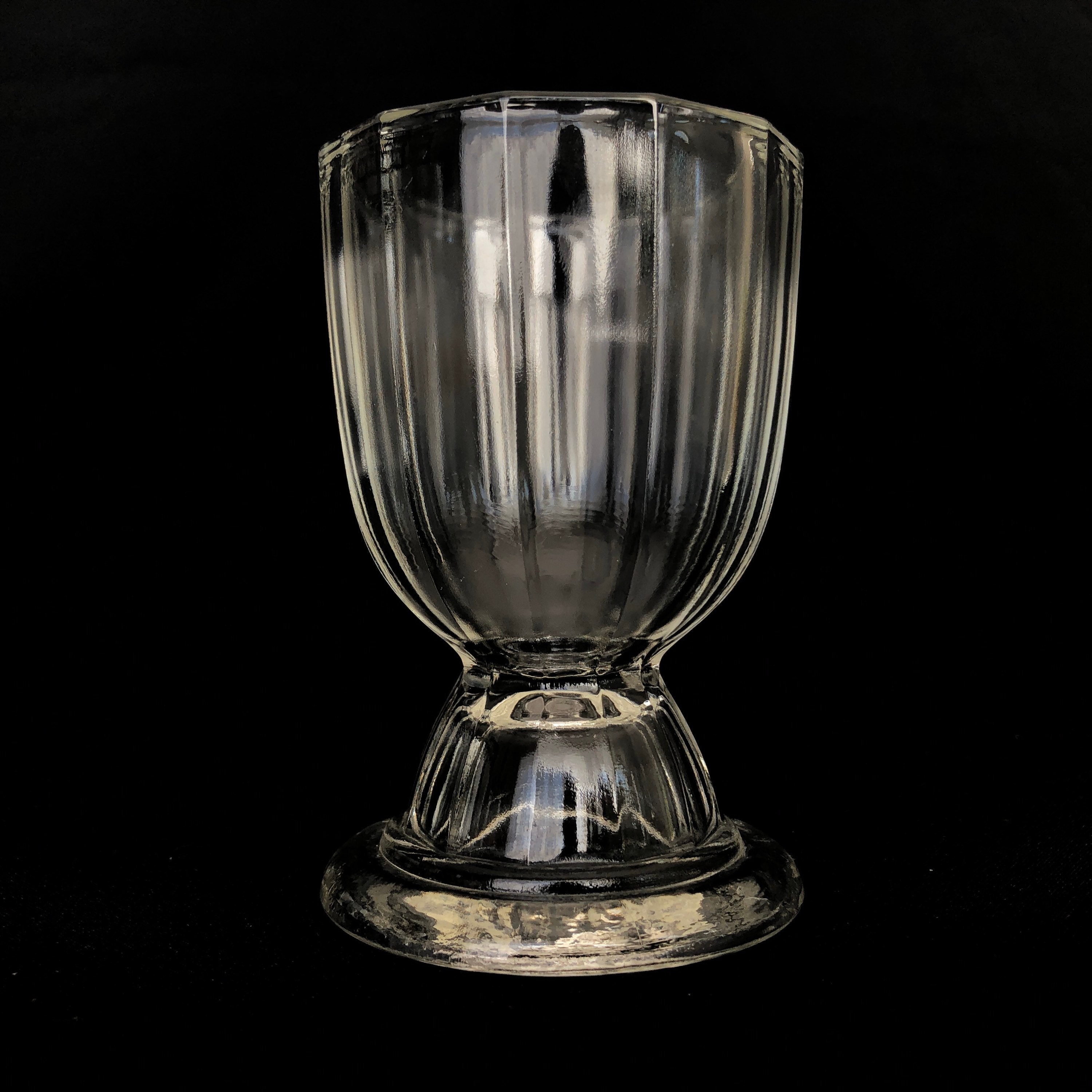 Vintage Ribbed Clear Glass Footed Bowl Vase Cup Etsy