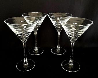 Set of 4 Vintage 9oz Martini Glasses - Vintage Barware - Retro Barware
