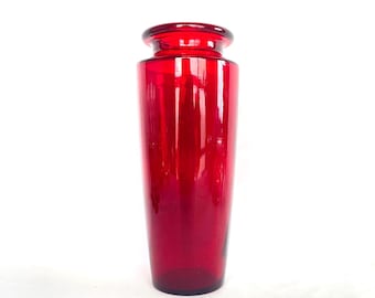 Vintage Ruby Red Glass Flower Bouquet Vase