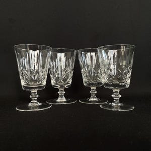 Set of 4  Vintage Crystal Cut Cross & Olive 4oz Flat Bottom Disc Stem Cordial Wine Cocktail Glasses - Vintage Barware - Retro Barware