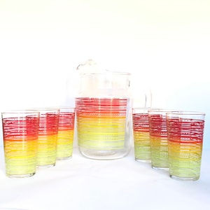 Totally Retro Iced Tea - Limonade - Eiswasser 82oz Krug & 6 passende Gläser Set