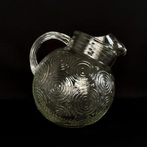 RARE - Vintage Anchor Hocking Target aka Bullseye Pattern 80oz Tilt Ball Clear Glass Pitcher -  Iced Tea, Lemonade, Water Pitcher - c1940
