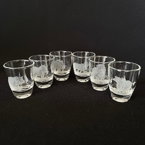 RARE - Set of 6 Vintage 2oz Shot Liqueur Cocktail Glasses - Retro Barware - Vintage Barware