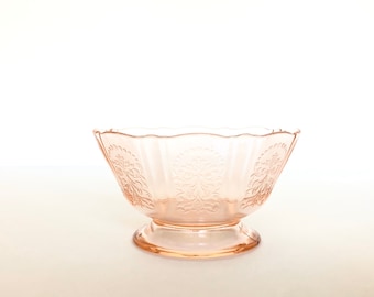 vintage MacBeth Evans Rose Pressed Dépression Verre Dessert Cup Small Footed Bowl Pedestal Dish