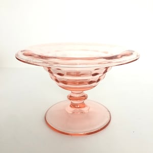 Lovely Pink Depression Glass Pedestal Dish - Footed Bowl - Compote - Optic Panel