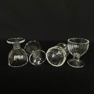 Sweet Set of 4 Clear Vintage Paneled Glass Egg Cups... or Toothpick Holders... or Tiny Individual Servers