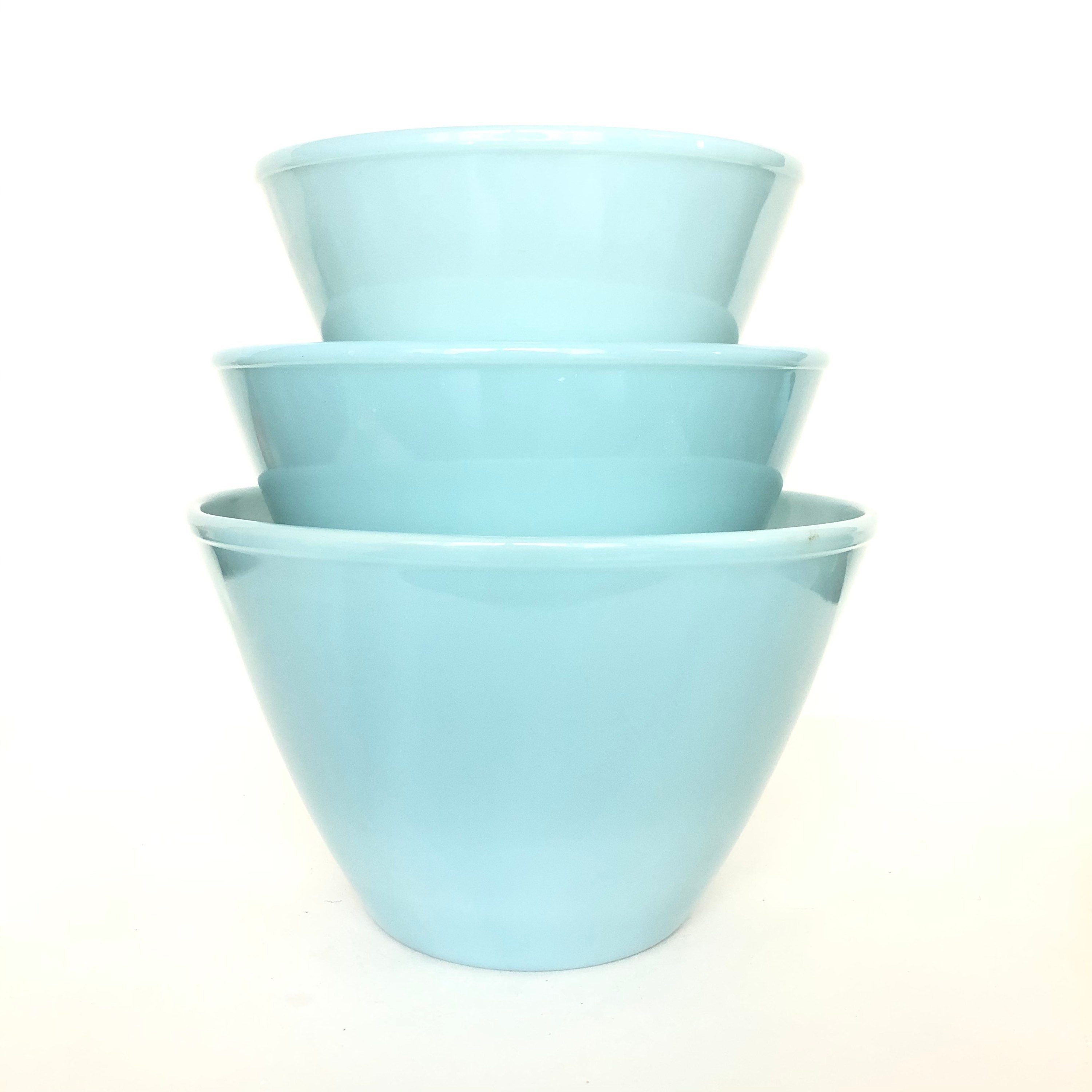 RARE - Vintage Delphite Blue Glass Set of 3 Fire King Splash