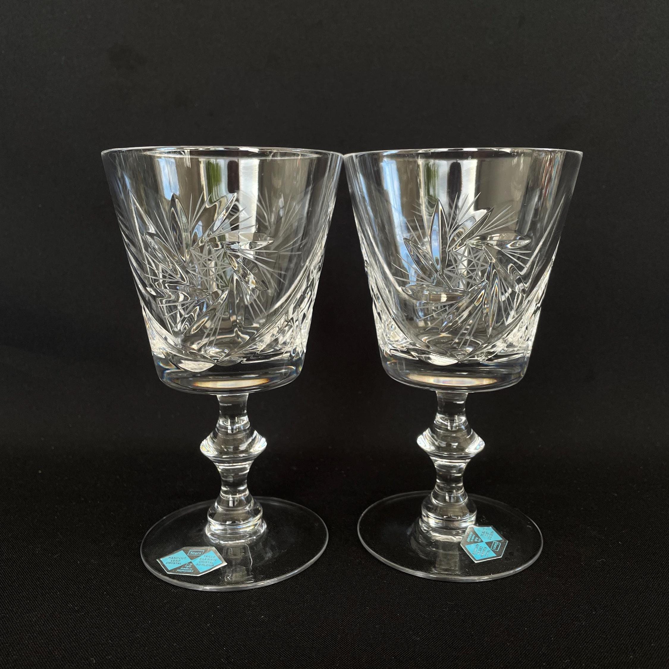 Vintage Hungarian Crystal Pinwheel Glasses - Retro Barware Set