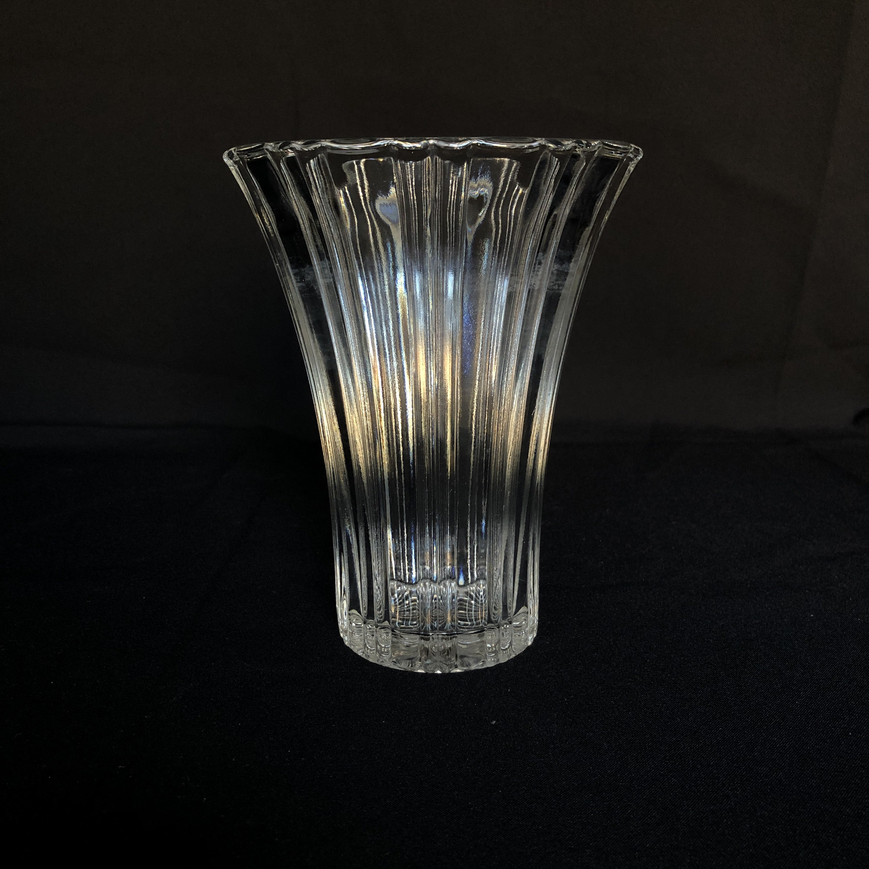Vintage Clear Ribbed Glass Wide Mouth Bouquet Vase Etsy