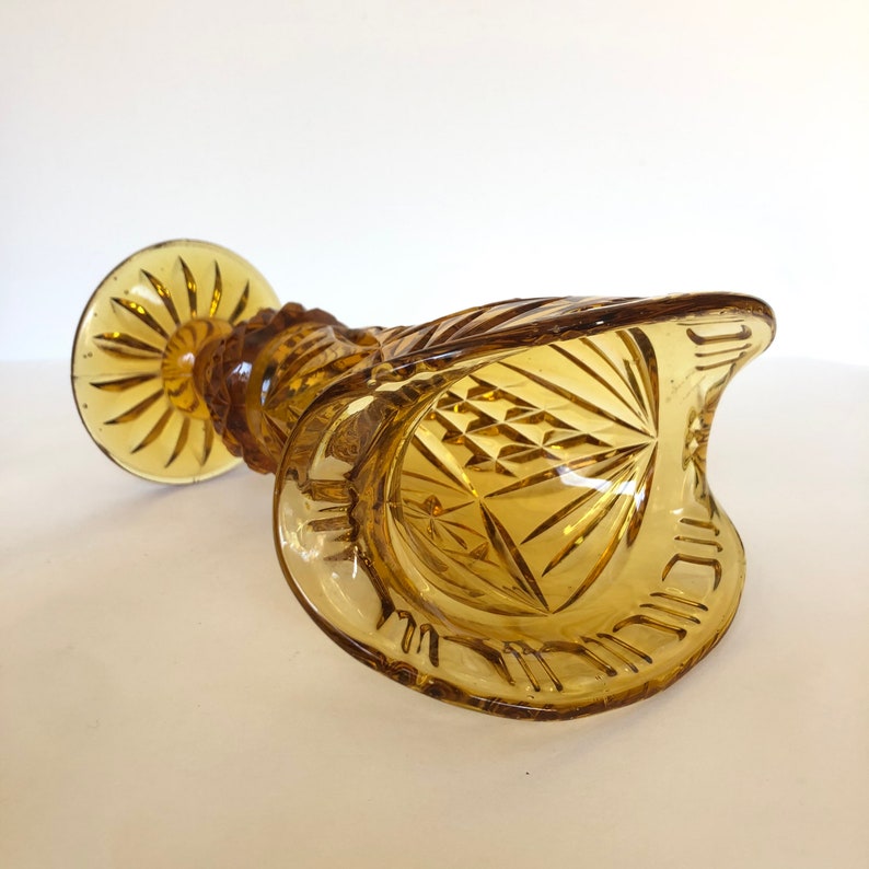 Vintage Amber Glass Fan Vase Small Bouquet Vase Art Deco Etsy