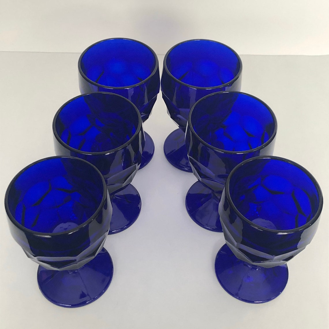 Set of 6 Vintage Cobalt Blue Glass Water Goblets - Etsy