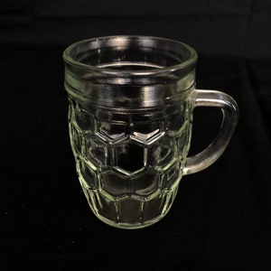 Little Vintage 8oz Honey Comb Pattern Pressed Clear Glass Stein - Retro Barware - Vintage Barware