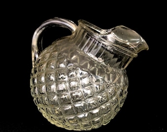 Vintage Clear Tilt Ball Pitcher Diamond Point Depression Glass  44oz Pitcher