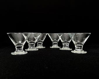 6 Vintage Clear Glass 3oz Footed Shot Glasses - Shooters - Shots  - Vintage Barware