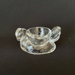 Vintage Glass Hen or Chicken Shaped Egg Cup