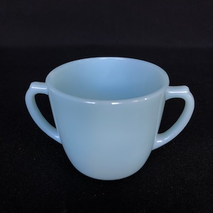 Beautiful Vintage Delphite Blue Glass Two Handle Open Sugar Bowl - Retro Kitchen