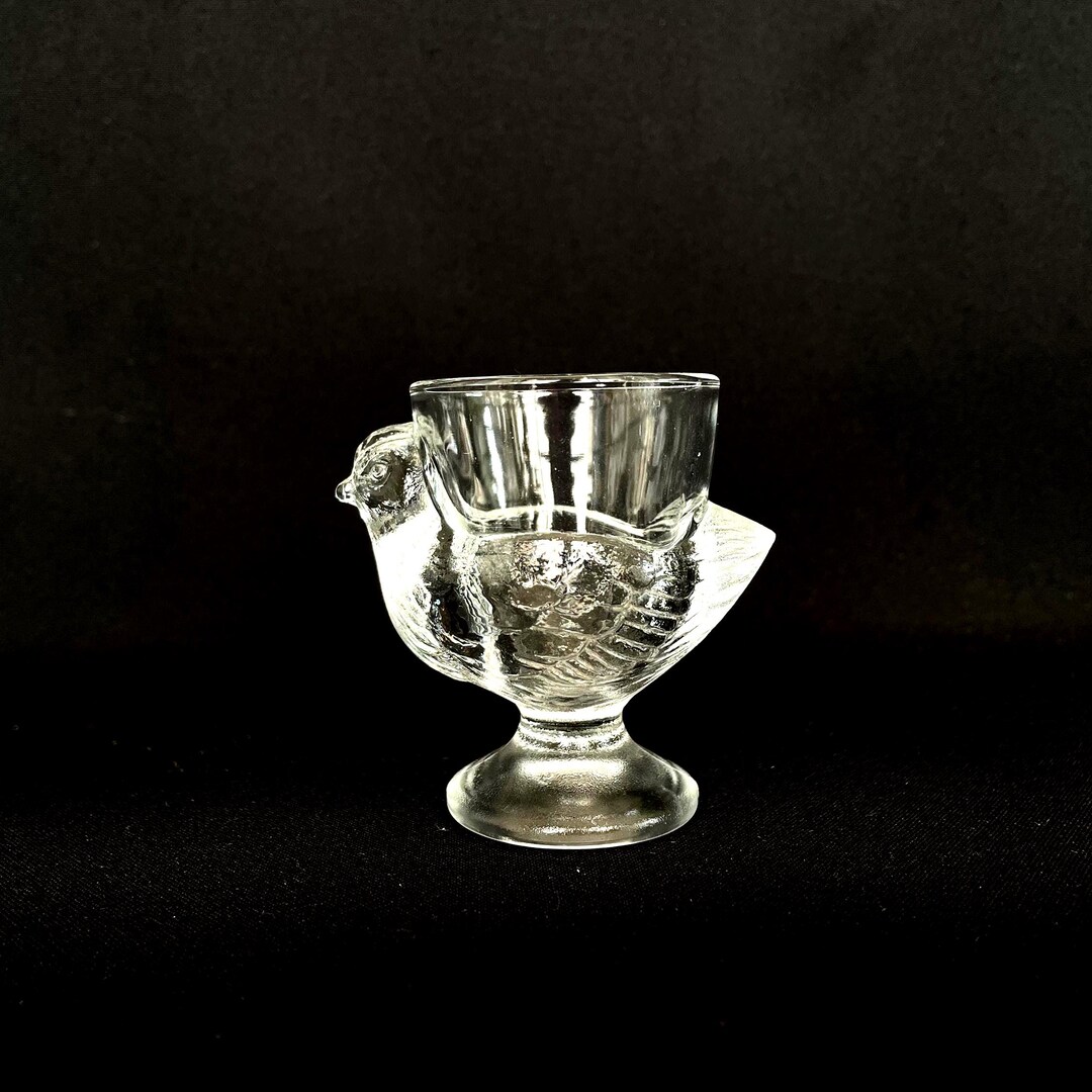 FRANCE アンティーク 雌鶏のガラス製卵ケース(クリア) ガラス 巣に