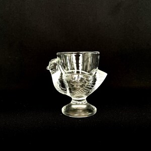 Vintage Glass Hen or Chicken Shaped Egg Cup - by Luminarc - France