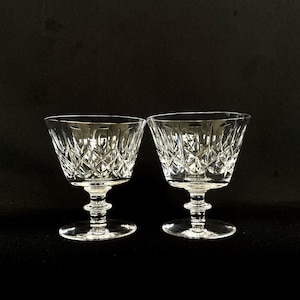 2 Vintage Crystal Cross & Olive 4.5oz Champagne Cocktail Coupe Glasses - Vintage Barware - Retro Barware