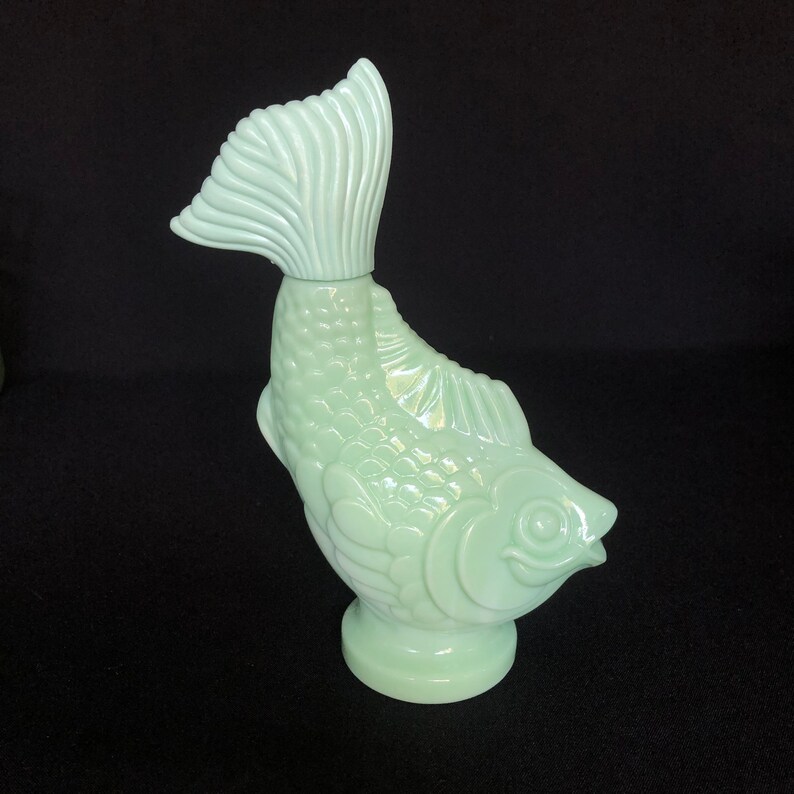 RARE Vintage Jadeite Glass Fish Bottle Decanter by AVON Etsy