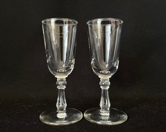Pair of Stemmed 1oz Shot Glasses - Vintage Barware