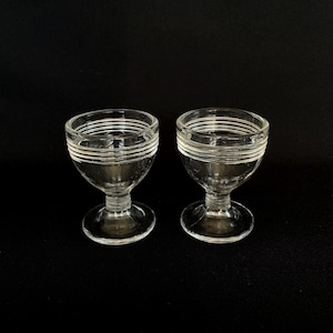 Pair of  Vintage Clear Depression Glass Egg Cups... or Toothpick Holders... or Tiny Individual Servers